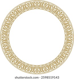 Vector golden arabic national round ornament.  Ethnic circle, frame, ring of eastern peoples. Persian painting.
