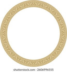 Vector golden arabic national round ornament.  Ethnic circle, frame, ring of eastern peoples. Persian painting.
