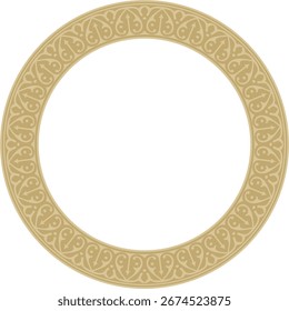 Vetor ornamento arábico dourado nacional redondo.  Círculo étnico, estrutura, anel dos povos orientais. Pintura persa.
