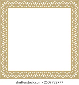 Vector golden arabic national square ornament.  Ethnic rectangle, frame of eastern peoples. Persian painting.

