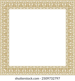 Vector golden arabic national square ornament.  Ethnic rectangle, frame of eastern peoples. Persian painting.
