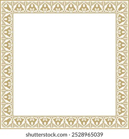 Ornamento quadrado nacional árabe dourado do vetor.  Retângulo étnico, quadro dos povos orientais. Pintura persa.
