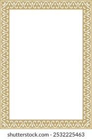 Ornamento cuadrado nacional árabe dorado de Vector.  Rectángulo étnico, marco de los pueblos orientales. Pintura persa.
