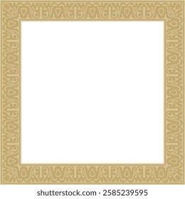 Vector golden arabic national square ornament.  Ethnic rectangle, frame of eastern peoples. Persian painting.
