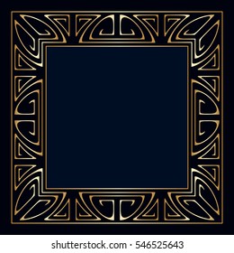 Vector golden art deco frame with space for text.