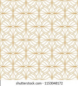 Vector Golden Art Deco Style Seamless Pattern. Abstract Ornament Background.