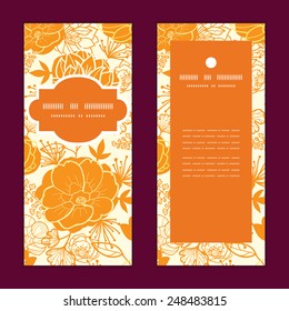 Vector golden art flowers vertical frame pattern invitation greeting cards set