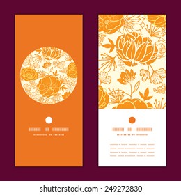 Vector golden art flowers vertical round frame pattern invitation greeting cards set