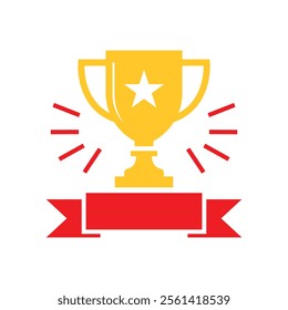 Vector Golden Award For Winner Icon. Trophy Icon Symbol
