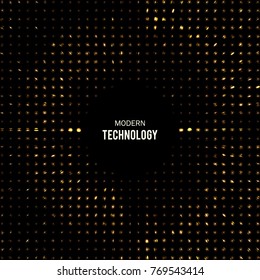 Vector golden background. Digital glowing effect. Golden shining abstract background. Vector design with glitter effect. Disco party template.