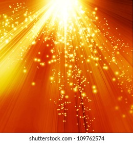 Vector golden background with intense glowing sparkles and glitter