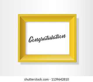 Vector golden background picture frame with Congratulation slogan.