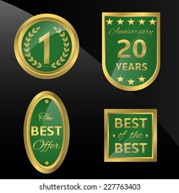 vector golden badges collection on the black background