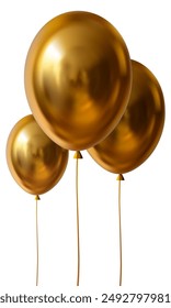 Vector golden balloons isolated on transparent background