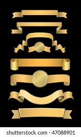 vector golden banners set