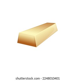 Barra de oro vectorial aislada de fondo blanco. Icono realista de ladrillo dorado
