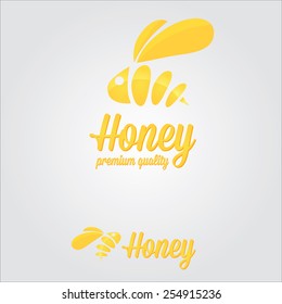 vector golden bee icon or logo . abstract bee silhouette