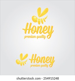 vector golden bee icon or logo . abstract bee silhouette