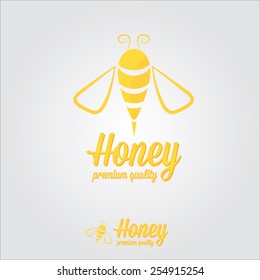 vector golden bee icon or logo . abstract bee silhouette