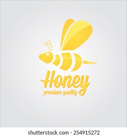vector golden bee icon or logo . abstract bee silhouette