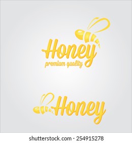 vector golden bee icon or logo . abstract bee silhouette