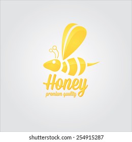 vector golden bee icon or logo . abstract bee silhouette
