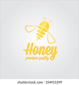 vector golden bee icon or logo . abstract bee silhouette