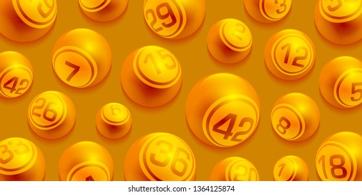 Vector Golden Bingo / Lottery Number Balls Set isolated on Golden Background