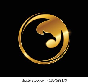 A vector of Golden Bird Circle Sign