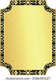 Vector golden and black elegant vertical frame with vintage pattern isolated on a transparent background