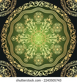 Gradiente dorado vectorial y gradiente negro sin fisuras con ornamento vintage 