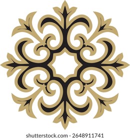 Vetor dourado e preto cazaque ornamento nacional. Padrão étnico dos povos da Grande Estepe,
