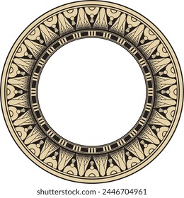 Vector golden and black round Egyptian ornament. Endless Circle, Ring of Ancient Egypt. Geometric African frame.
