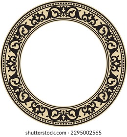 Vector golden and black round turkish ornament. Endless ottoman national border, frame.
