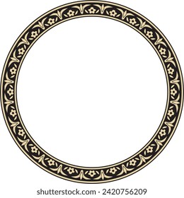 Vector golden and black round turkish ornament. Endless ottoman national border, frame