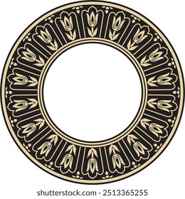 Vector golden and black round turkish ornament. Endless ottoman national border, frame