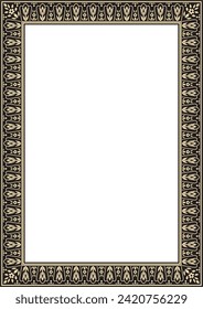 Vector golden and black square turkish ornament. Endless ottoman national border, frame.
