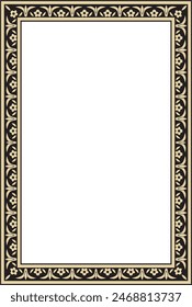 Vector golden and black square turkish ornament. Endless ottoman national border, frame.
