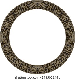 Vector golden and black square Yakut ornament. An endless rectangular border, a frame of the northern peoples of the Far East.