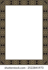 Vetor dourado e preto quadrado Yakut ornamento. Uma interminável fronteira retangular, uma moldura dos povos do norte do Extremo Oriente.