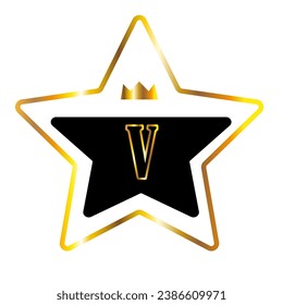 Vector golden and black vip star. Symbol of customer satisfaction review service, best quality ranking icon or feedback success sign,award and product evaluation rate