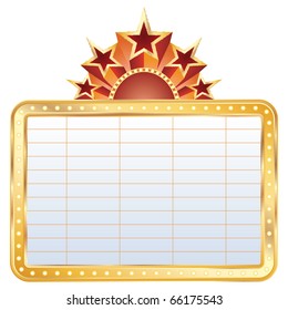 vector golden blank cinema display with stars