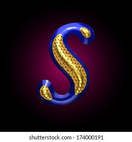 vector golden and blue letter