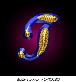 vector golden and blue letter