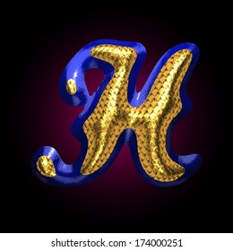 vector golden and blue letter