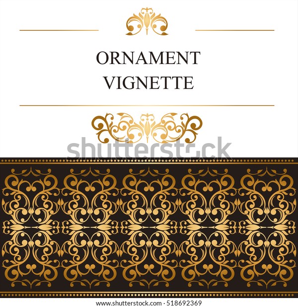 Vector golden border for design\
template.  Golden floral borders. Element in Victorian\
style.