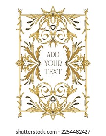 Vector golden border in vintage style. Template for card design. 