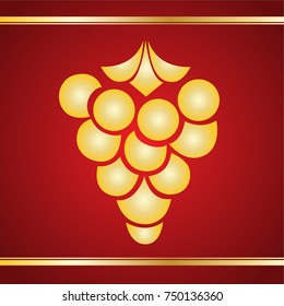 Vector golden brabch of grape on luxuru red background