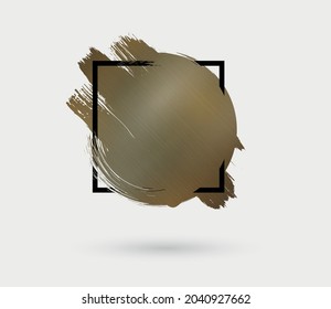 Vector de pincel dorado, pincel, línea o textura. Elemento de diseño artístico sucio, cuadro, marco o fondo para texto.