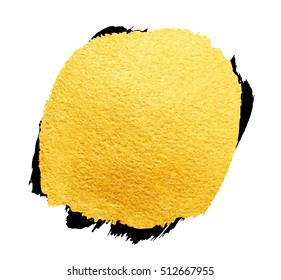Vector golden brush stroke for you amazing design project. Watercolor texture paint stain isolated on white. Abstract hand painted golden background.